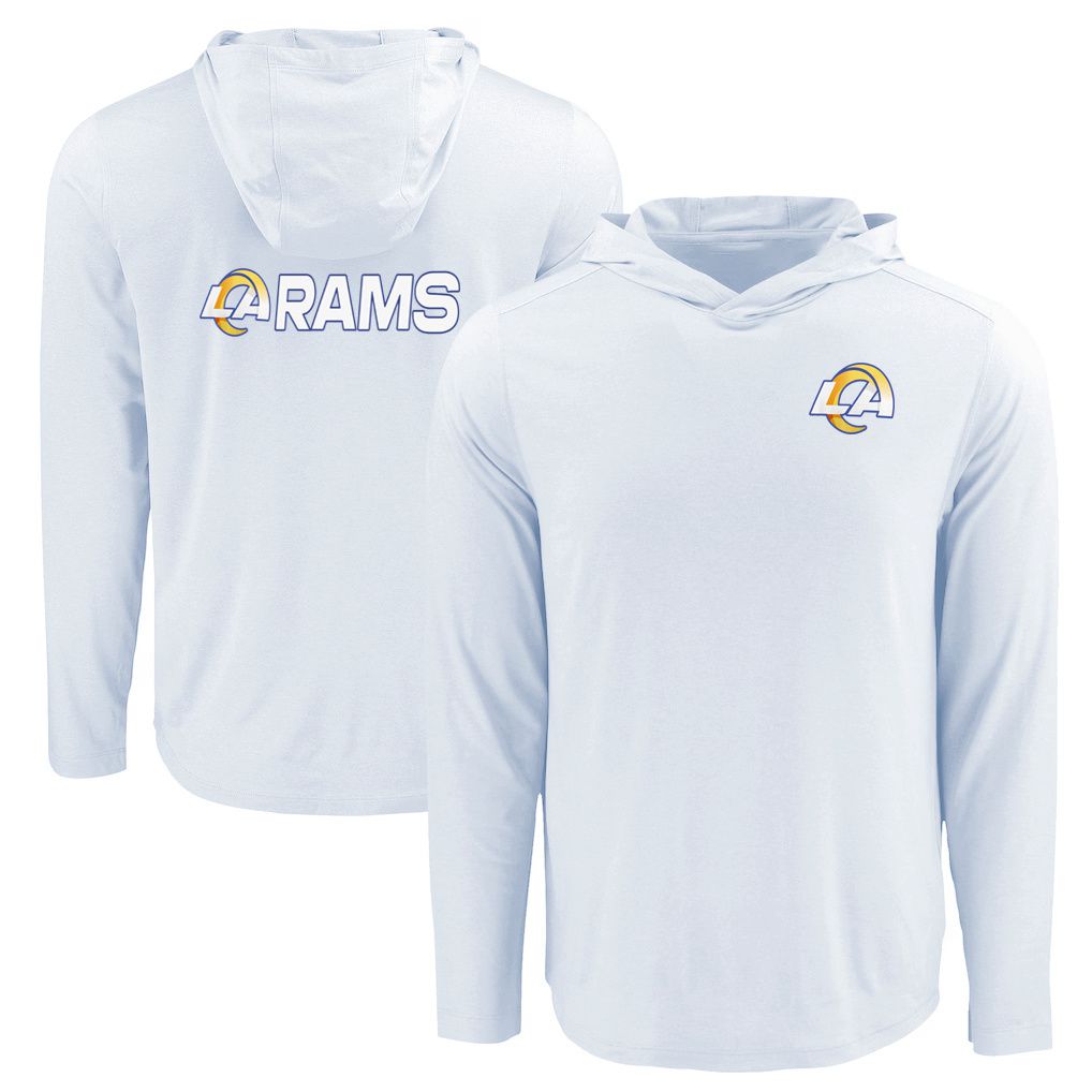 Men 2026 NFL Los Angeles Rams Hooded long sleeved T-shirt white 05